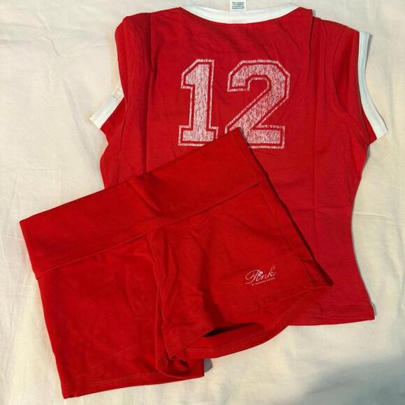 Frankie's Bikinis Brooklyn red shirt and shorts Set - Picture 4 of 5